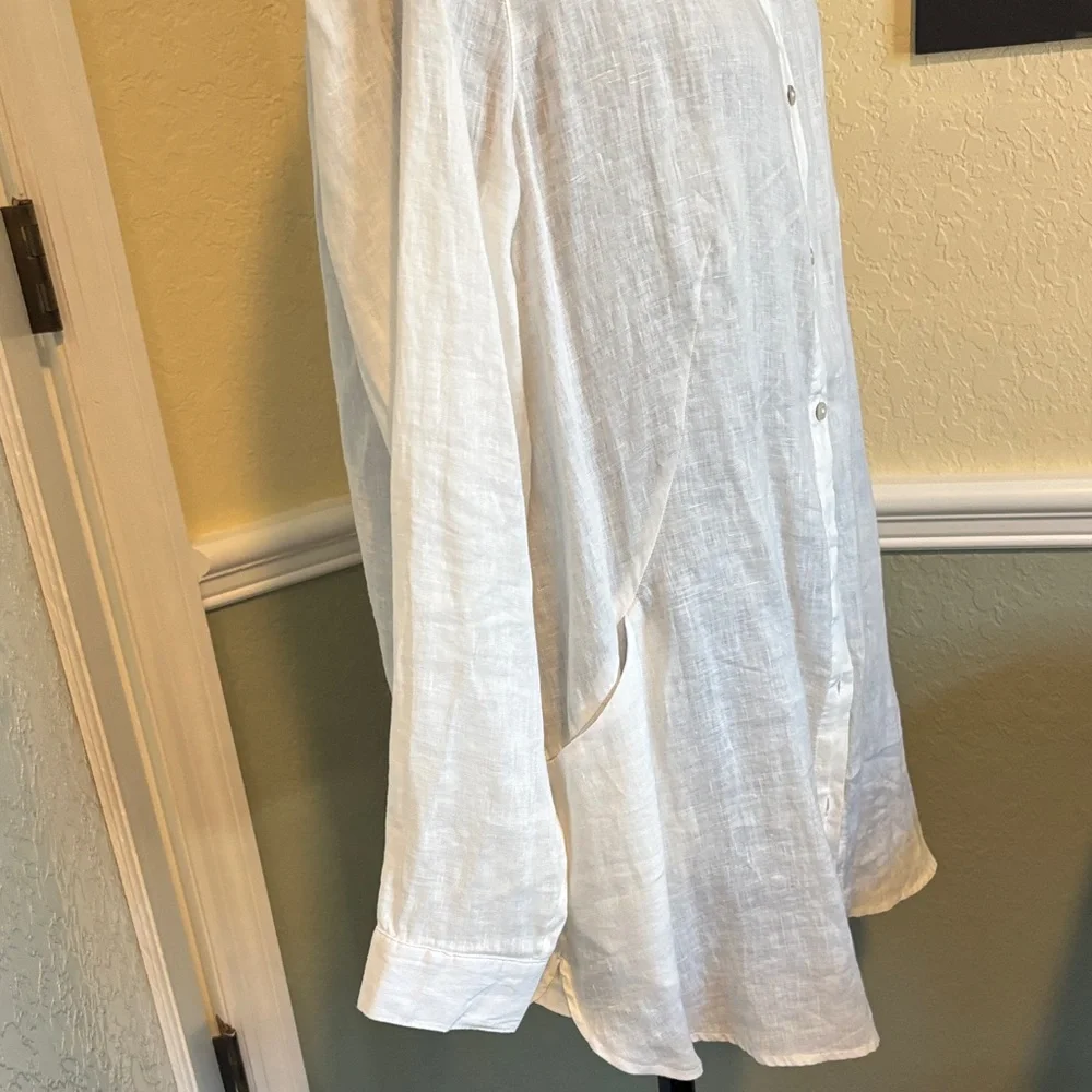 White Button-Up Tunic Top - Picture 5 of 10